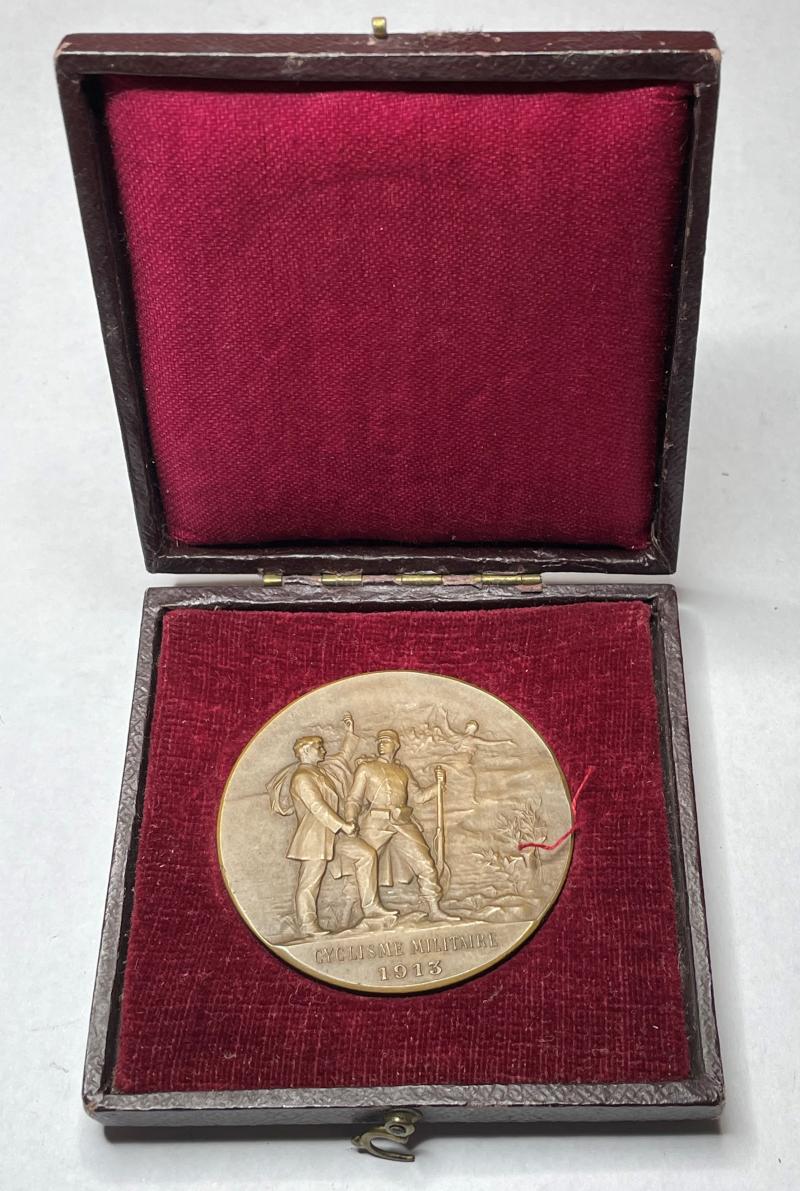 MEDAILLE CYCLISME MILITAIRE 1913 OFFERT PAR A.WOLBER