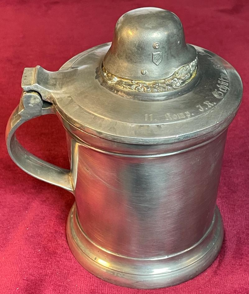 Bayern pewter drinking jug with wehrmacht helmet