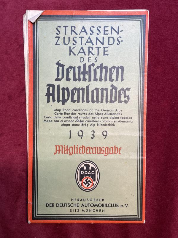 (DDAC) Der Deutsche Auto Club - map of German Alps 1939