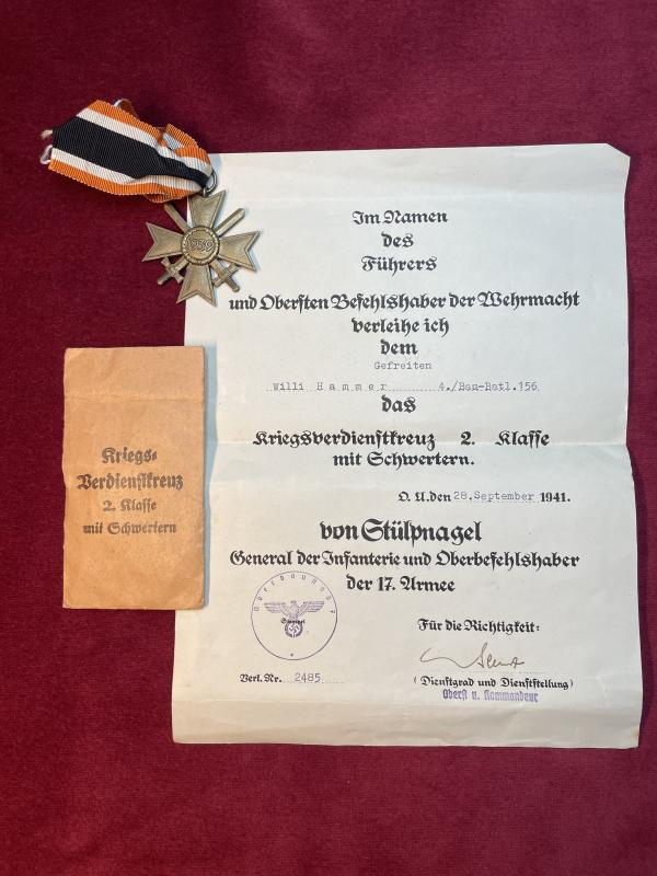 3rd Reich Kriegsverdienstkreuz mit Schwertern 2. Klasse, 1939