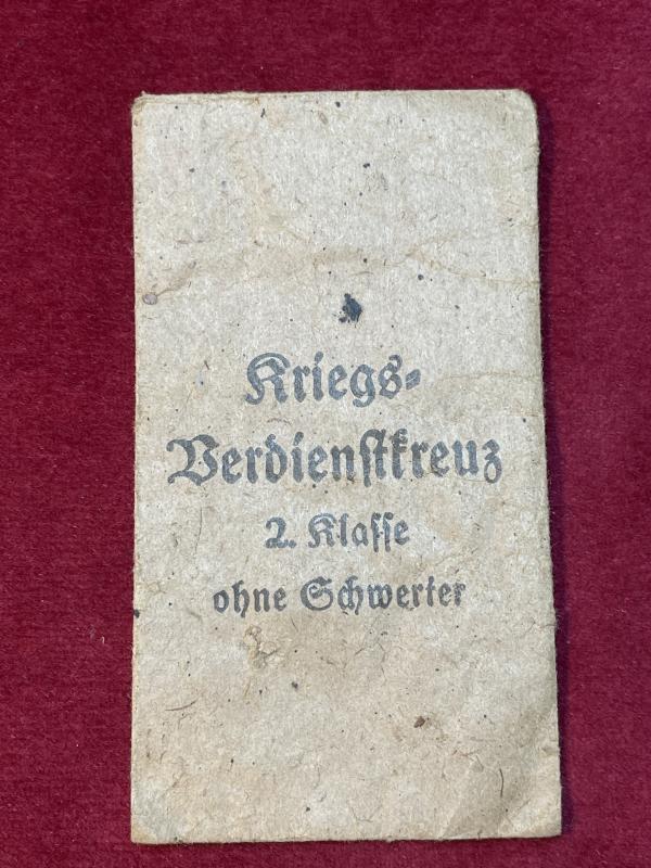 3rd Reich Tüte zum Kriegsverdienstkreuz 2. Klasse 1939 ohne Schwerter