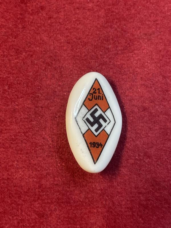 3rd Reich HJ Porzellanabzeichen Sonnenwende 1934