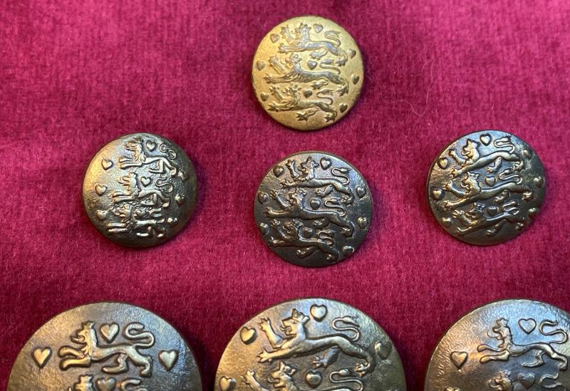 Danish army gilded buttons pre-wwII (7 pcs.)
