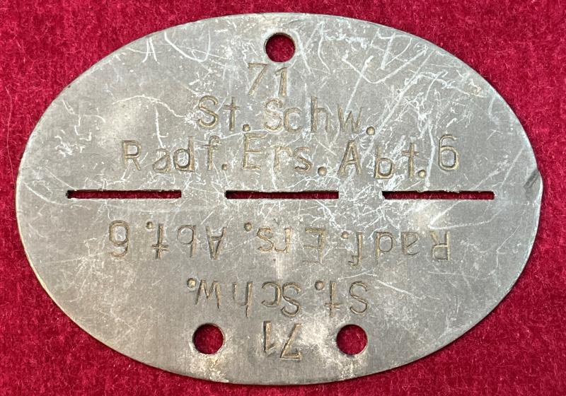 3rd Reich Erkennungsmarke Radfahr Ersatz-Abteilung 6