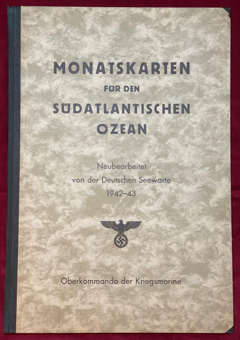 3rd Reich Kriegsmarine Monatskarten Sudatlantischen Ozean