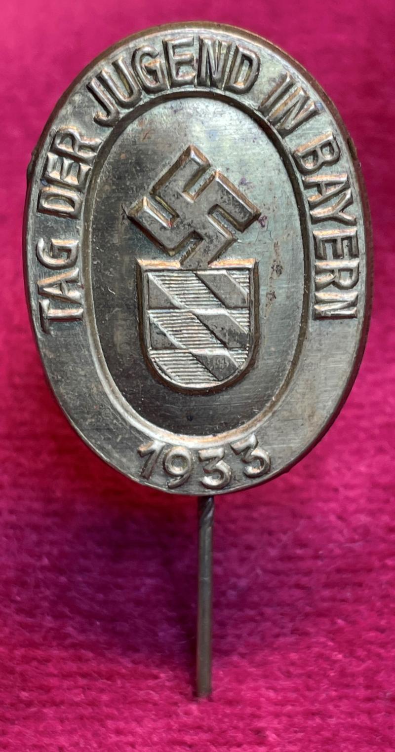 3rd Reich HJ Tag der Jugend in Bayern 1933 anstecknadel