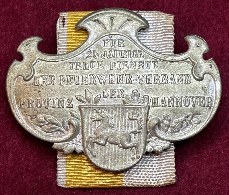 Kaiserreich Hannover Medaille Für 25 Jährige Treue Dienst der Feuerwehr-Verband
