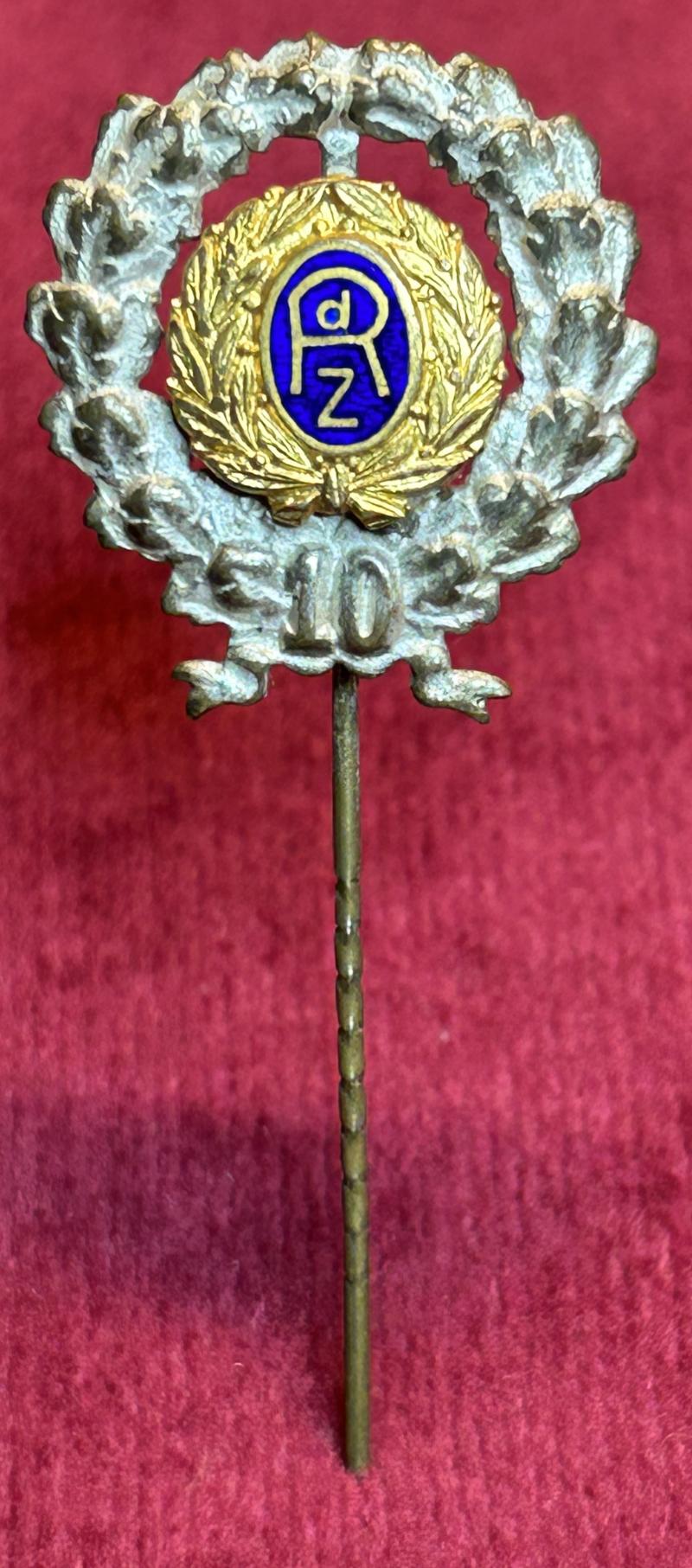 3rd Reich RdZ Silberne Ehrennadel für 10 jährige Mitgliedschaft 1. Form