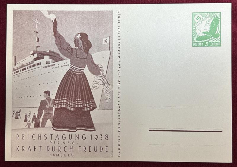 3rd Reich Postkarte Reichstagung 1938 KdF Hamburg