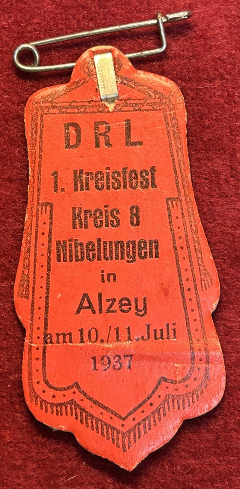 3rd Reich DRL 1. Kreisfest Alzey 1937 Papierabzeichen