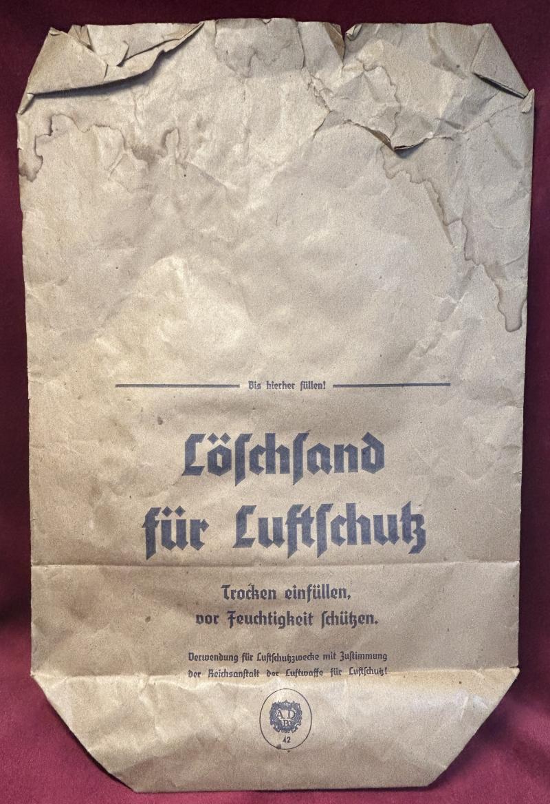 3rd Reich Löschsand für Luftschutz Papiertüte