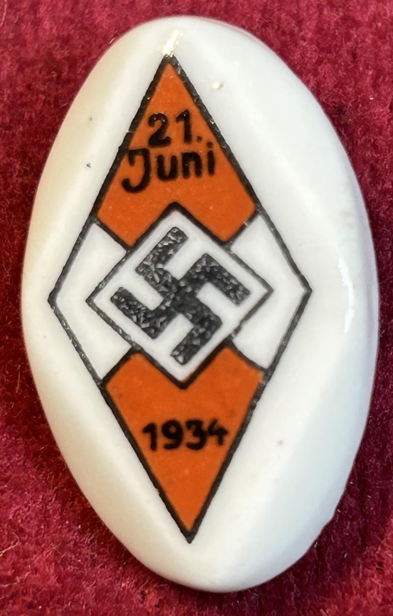 3rd Reich HJ Porzellanabzeichen Sonnenwende 1934