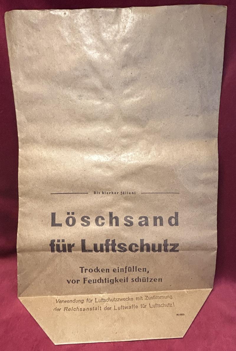 3rd Reich Löschsand für Luftschutz Papiertüte