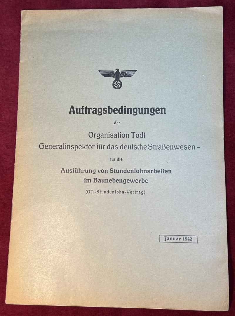 3rd Reich Auftragsbedingungen der Organisation Todt