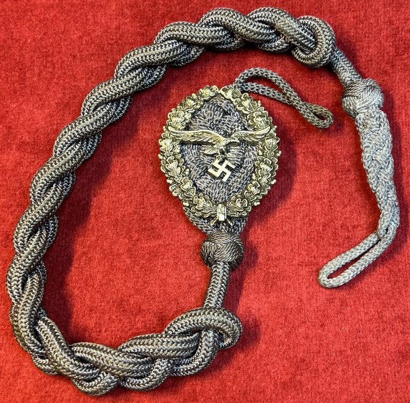 3rd Reich Luftwaffe Schützenschnur 1. Stufe 2. form