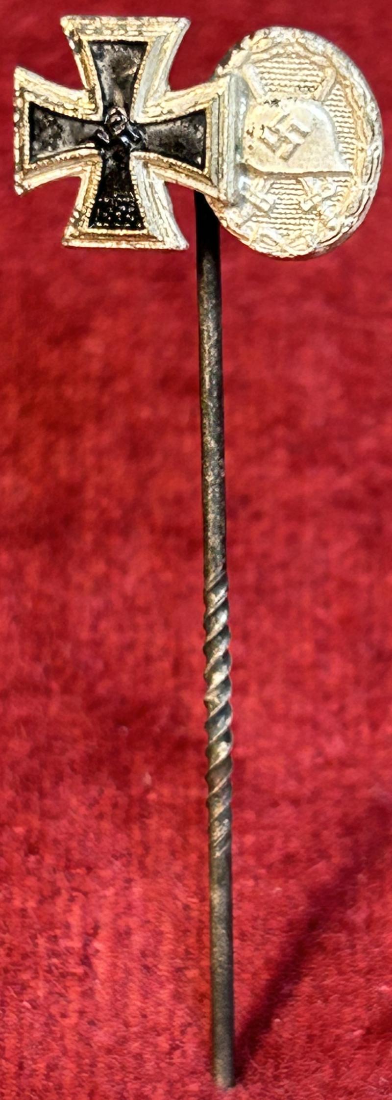 3rd Reich Miniaturspange Eisernes kreuz 2. klasse und Verwundetenabzeichen in Silber