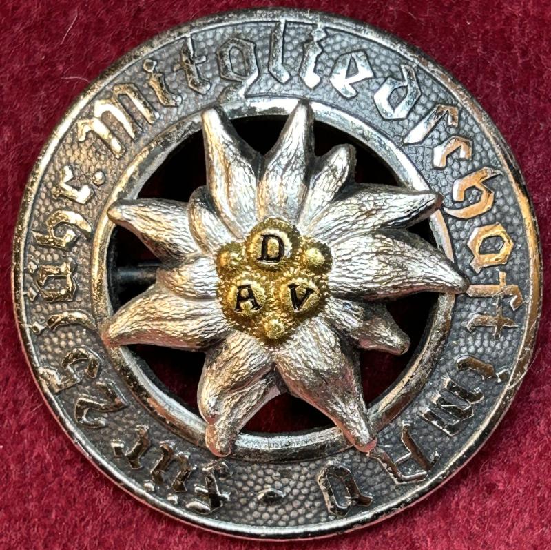 3rd Reich DAV Abzeichen für 25 Jahre Mitgliedschaft