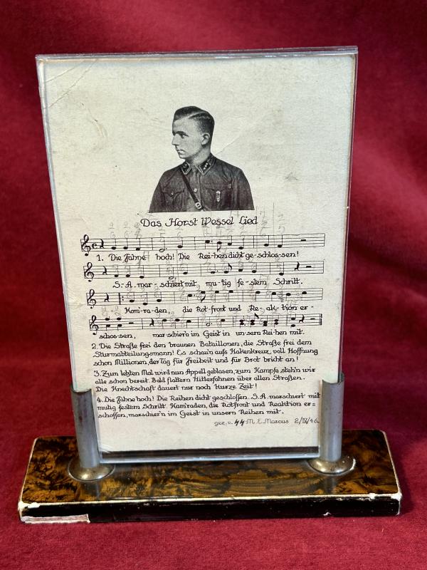 3rd Reich Das Horst Wessel Lied Ansichtkarte mit Ständer